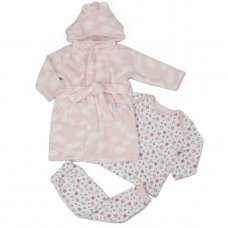 H33578: Baby Pink Plush Dressing Gown & Pyjama Set (3-24 Months)